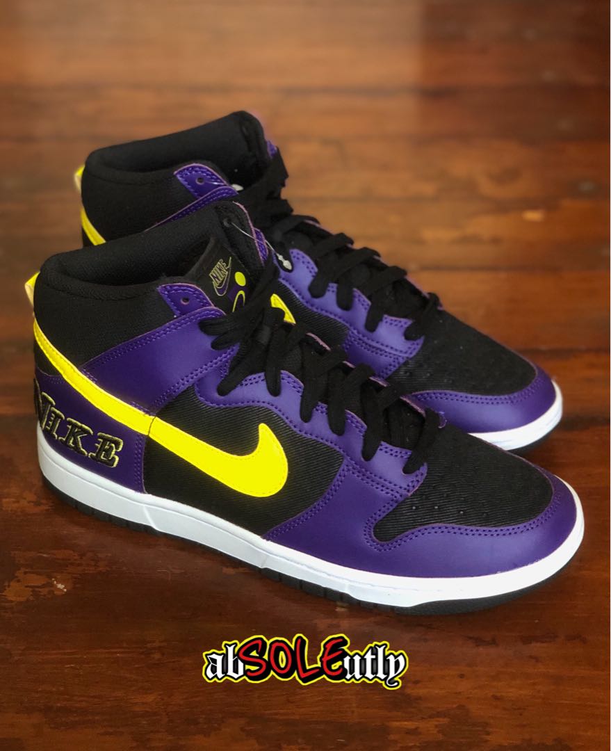 Nike Sb Dunk High Emb Lakers, Men'S Fashion, Footwear, Sneakers On Carousell
