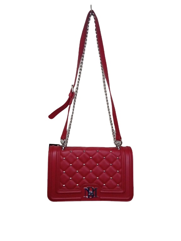 NWT Badgley Mischka Red Quilted Studded Vegan Leather Crossbody Bag ...