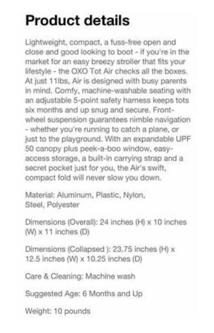Oxo air stroller clearance