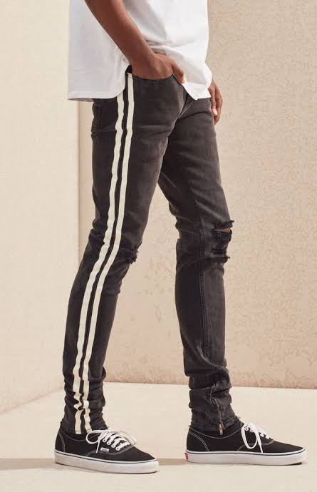 Pacsun stacked skinny side new arrivals stripe zip black jeans
