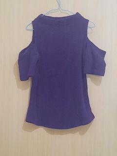 Purple cold shoulder top
