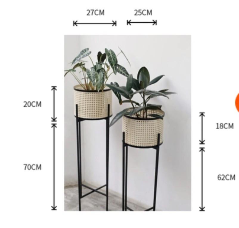 Minimalist Rattan plant stand, Furniture & Home Living, Gardening