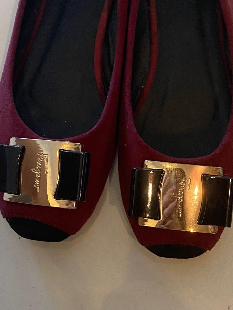 Red Ballet Flats (Category: Flats & Sandals) located in Pasig City. Submitted by m.declutters (Listing ID 1147126806, Image 3). Description: Ferragamo copy only Size 38.