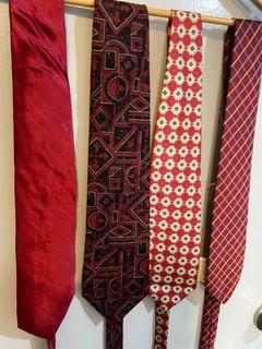 Red Maroon branded Neckties 4pcs