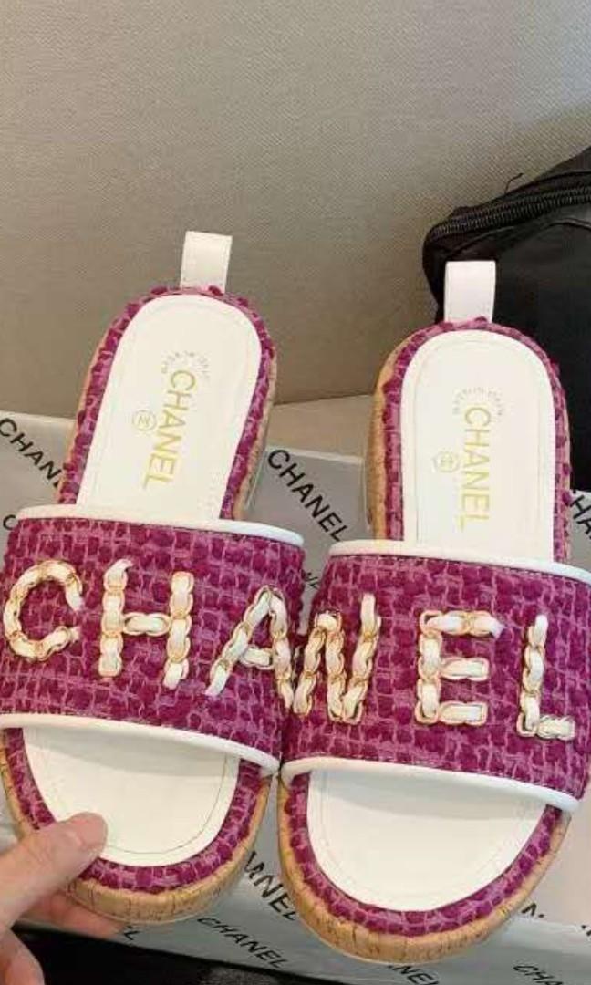 Chanel pink slides top