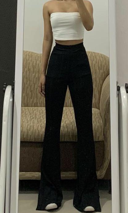 Shein Black Flared Trousers w/ Slit 