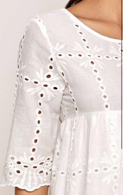 Shein white shop embroidered dress