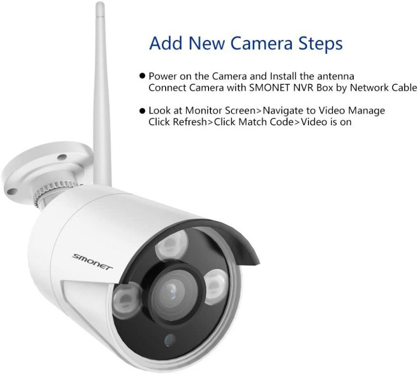 SMONET 960P Wireless Waterproof Bullet Camera HD IR Cut 65Ft Night Vision 3pcs Array LED Light and Bracket Only Used for SMONET 960P 1080P Wireless