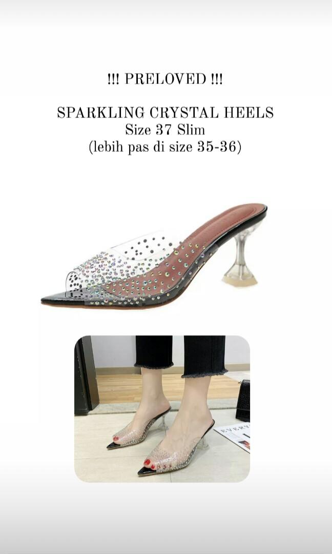SPARKLING CRYSTAL HEELS, Fesyen Wanita 