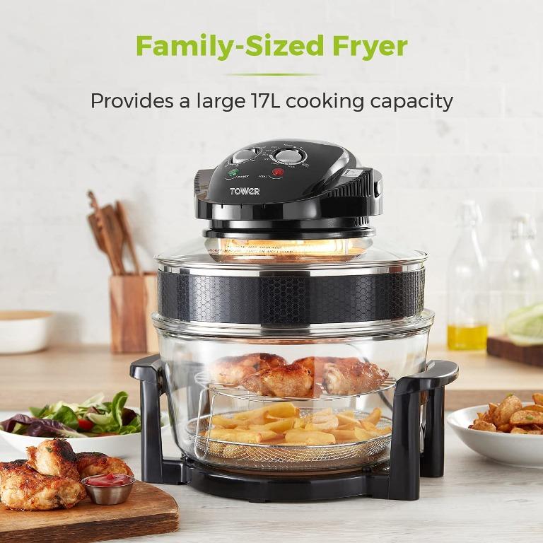 Tower T14001 Health Halogen Low Fat Air Fryer with Removable Glass