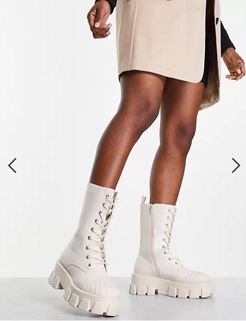 White lace cheap up platform boots