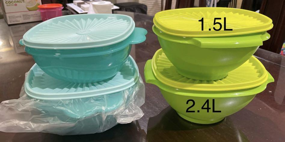 Tupperware Plastic Bowl - 1.5L, 2 Piece, Yellow, Green