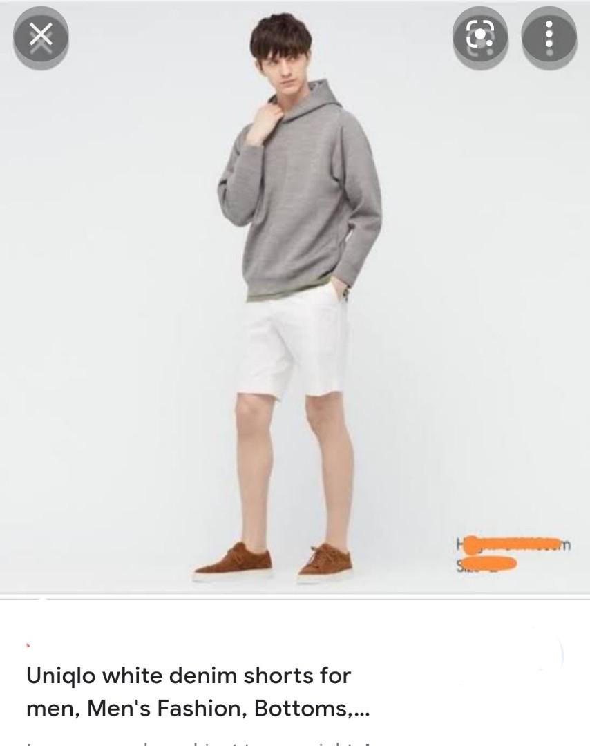 Uniqlo white denim shorts for men Men s Fashion Bottoms Shorts