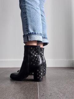 Wittner Leather Ankle Boots with Silver Studs