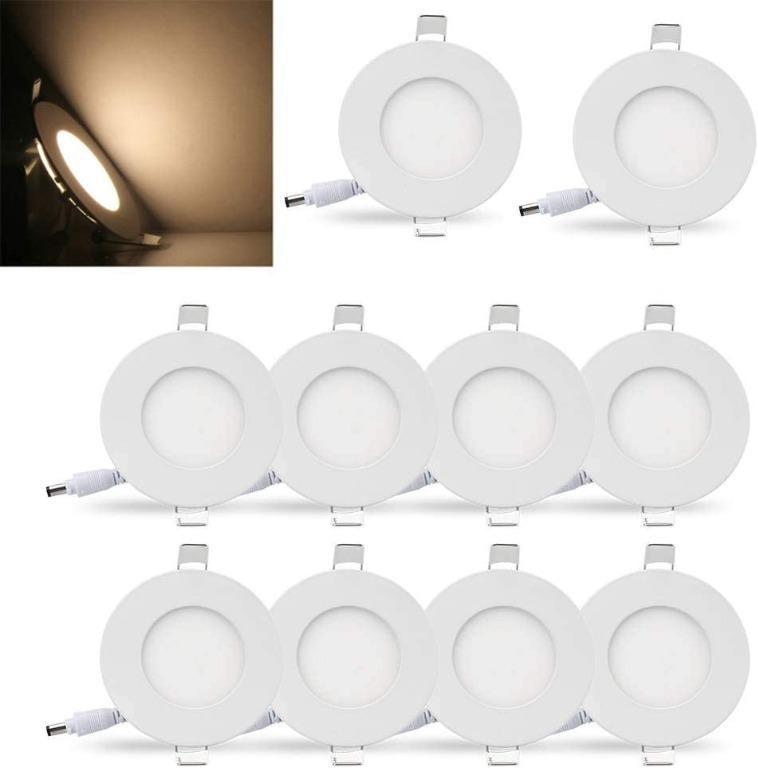 Led Downlights for Ceiling Dimmable,7W Warm White 3000K 550LM 220V IP44 Aluminum Round Panel Spotlights for Bathroom Hallway Stage Office Pack of 5