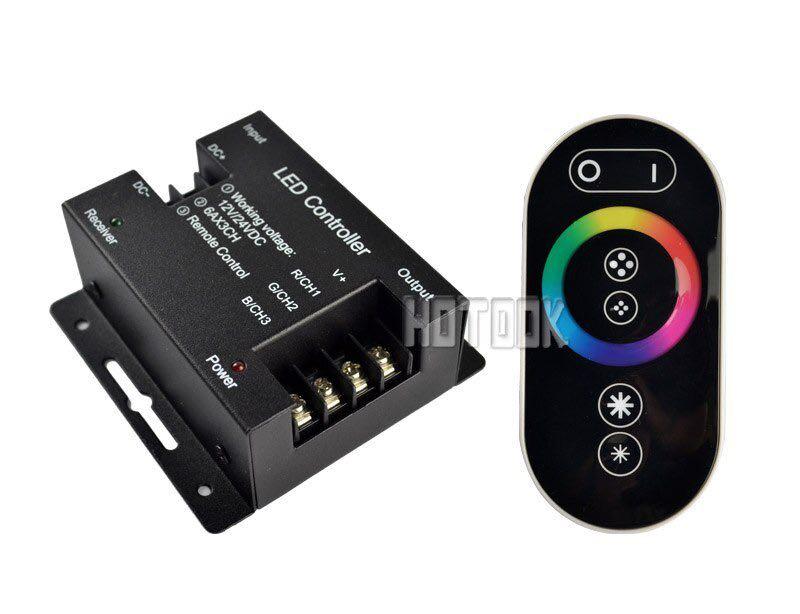 12V/24V Rainbow Touch 18A 3 Channel RGB LED Controller with RF Remote ...