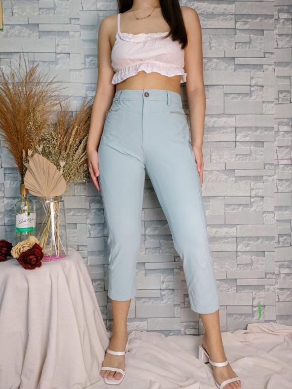 Light blue capri pants sale
