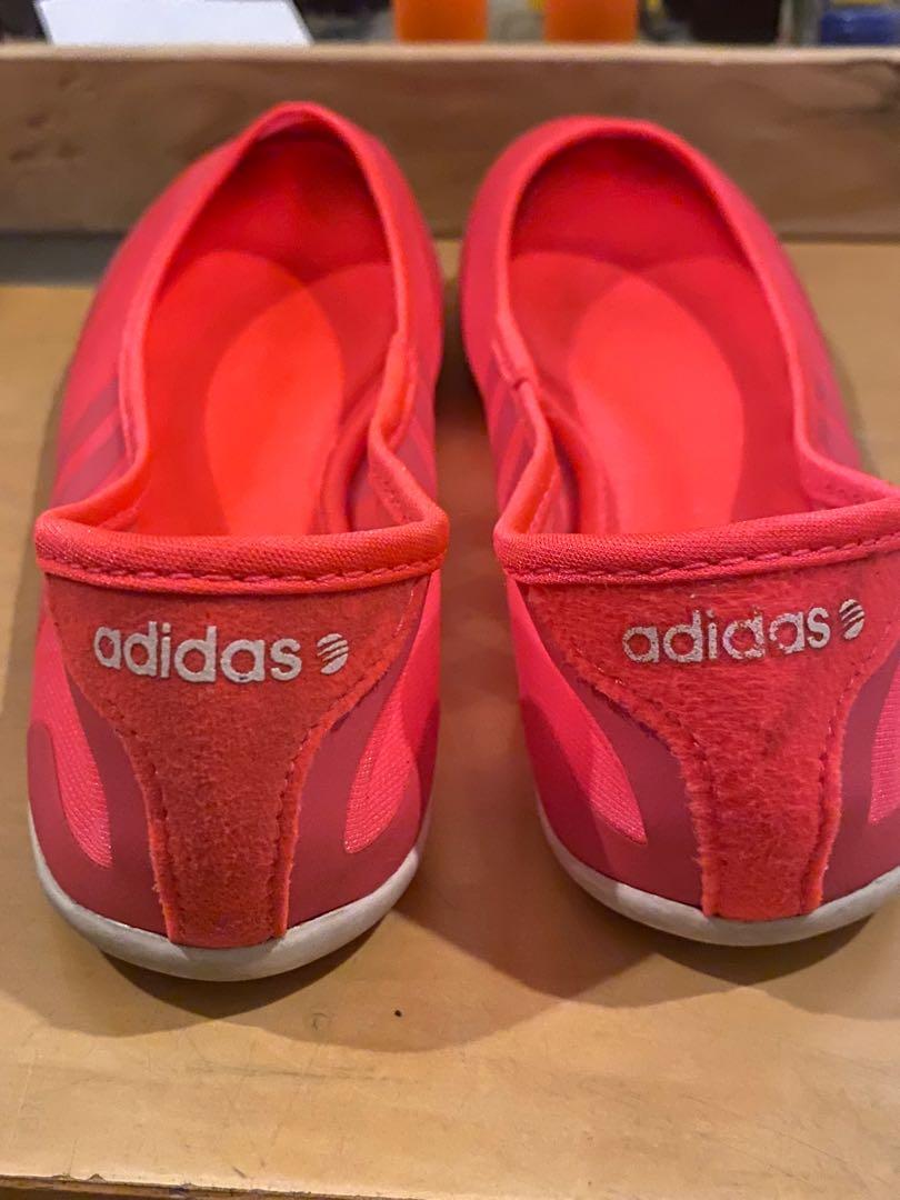 Adidas Flats (Category: Flats & Sandals) located in Pasig City. Submitted by m.declutters (Listing ID 1147122923, Image 3). Description: US 6.5 / UK 5 color: coral pink authentic inside is worn out already, will have it cleaned has memory foam super comfy .