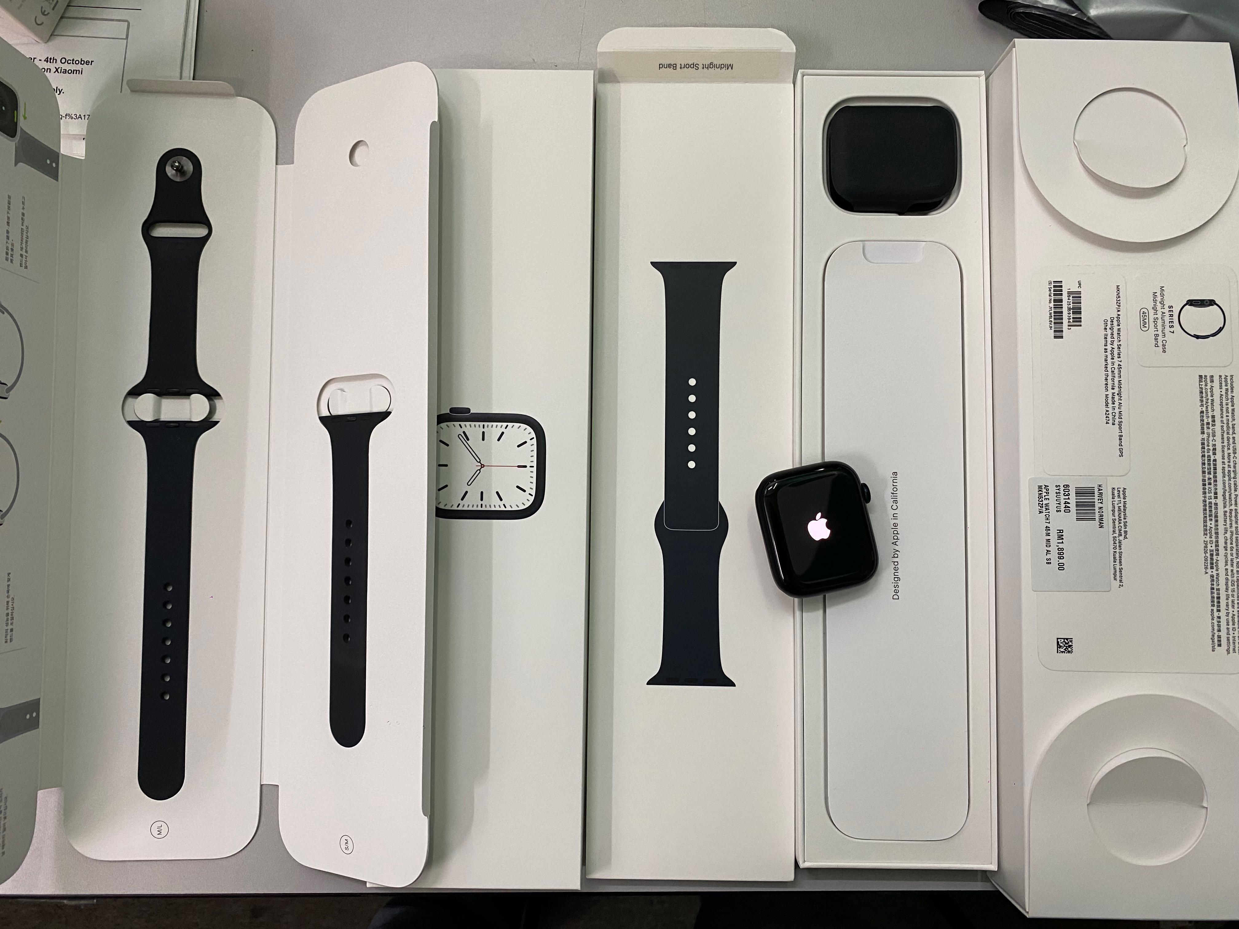 Apple Watch Series 7 45MM GPS Midnight - Warranty till 7 Dec 2022