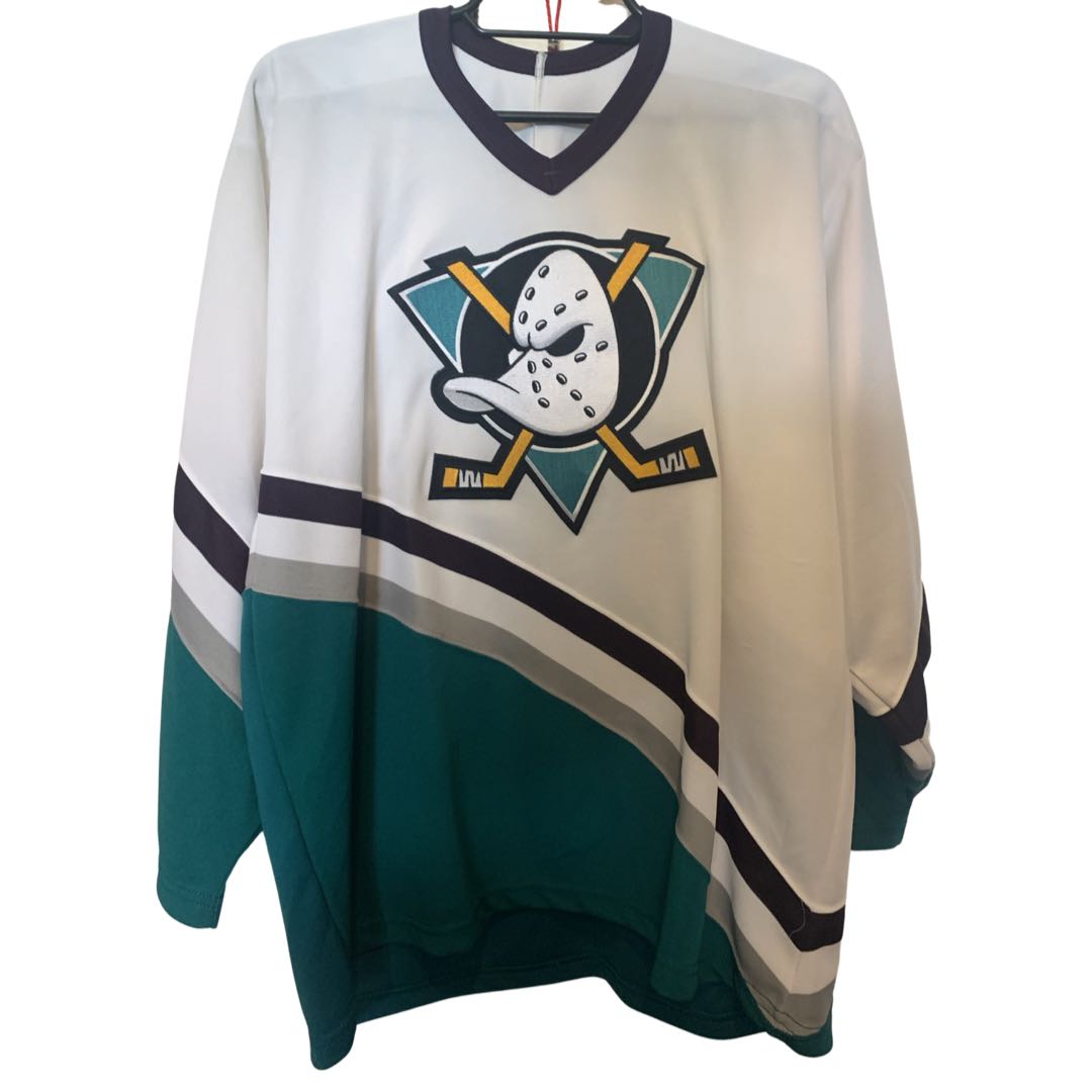 Vintage Anaheim Mighty Ducks CCM Hockey Jersey Size Large White 90s NHL