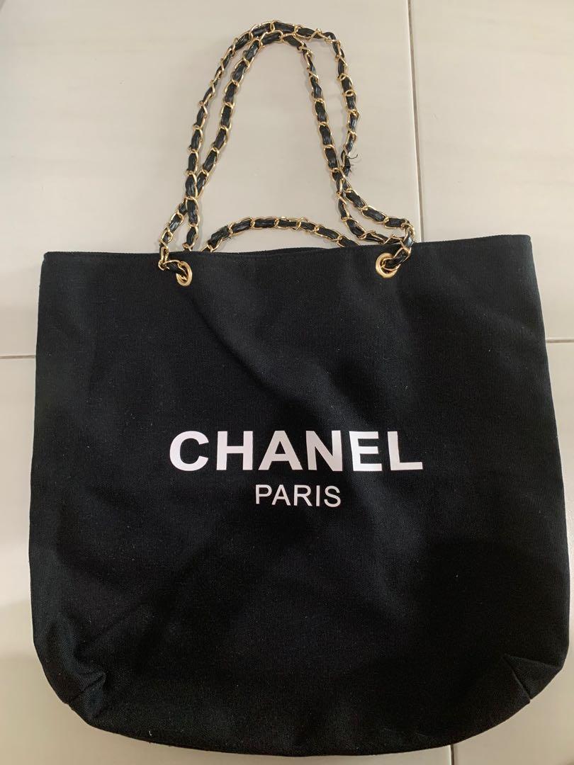Authentic Chanel gift black canvas tote bag