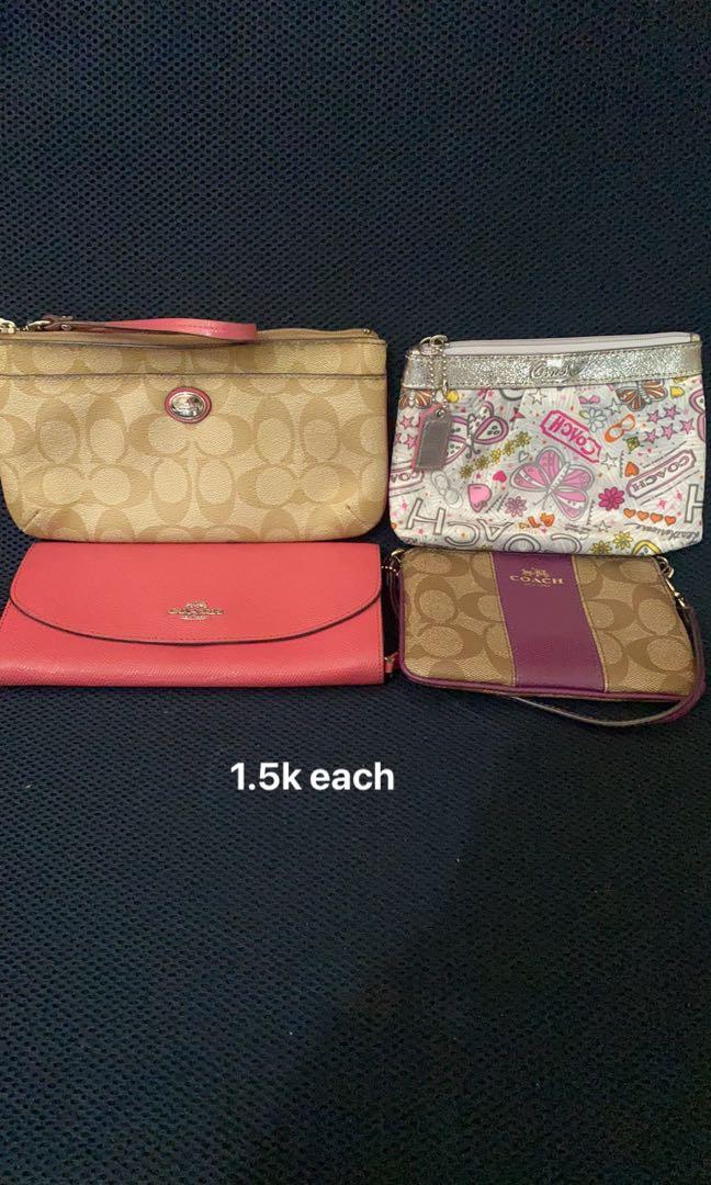 Authentic coach wristlet (Category: Luxury Bags & Wallets) located in Marikina City. Submitted by juneolx (Listing ID 1147314051, Image 1). Description: Details: Authentic LV coach wristlets and wallet Coach Wallet pink - 1998 Wristlet pink mono- 1998 Wristlet monogram small- 998 Pouch coach poppy- 998 Inclusions- None money back guarantee once proven fake by a professional authenticator Shipping to be paid by the buyer Meet up can be arranged Vi