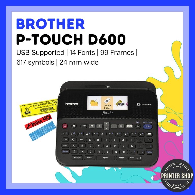 Brother P TOUCH D600 Label Maker With Twin Pack TZE 231V2 Professional