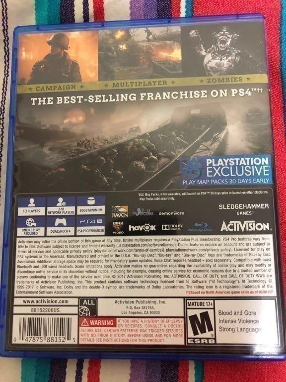 Call of Duty WWII COD PS4 Playstation 4 Game WW2, Video Gaming, Video