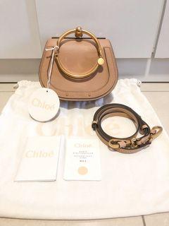 Chloe Calfskin Suede Medium Nile Bracelet Bag Biscotti Beige