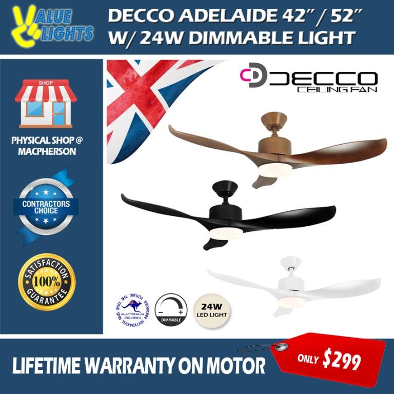 Decco Adelaide Ceiling Fan 42 inch 52 inch DC Motor with 24W Dimmable