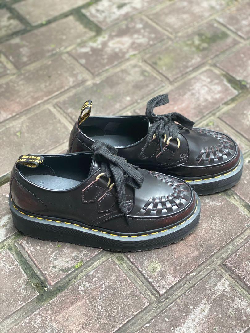 DR MARTENS Sidney Arcadia Leather Creeper Platform Shoes Size 38