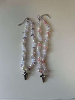 fairycore coquette beaded cross necklace