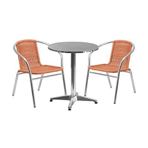 [Funiture Amart] 1+2 Aluminium Table and Rattan Chair set (Outdoor/Indoor), Furniture & Home