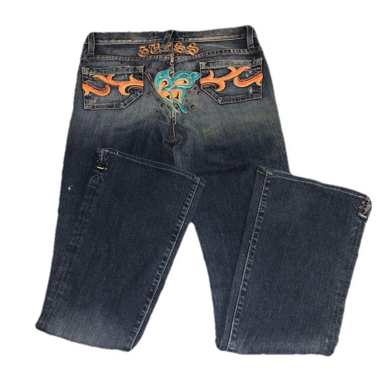 Vintage Guess Butterfly Studded Flare 