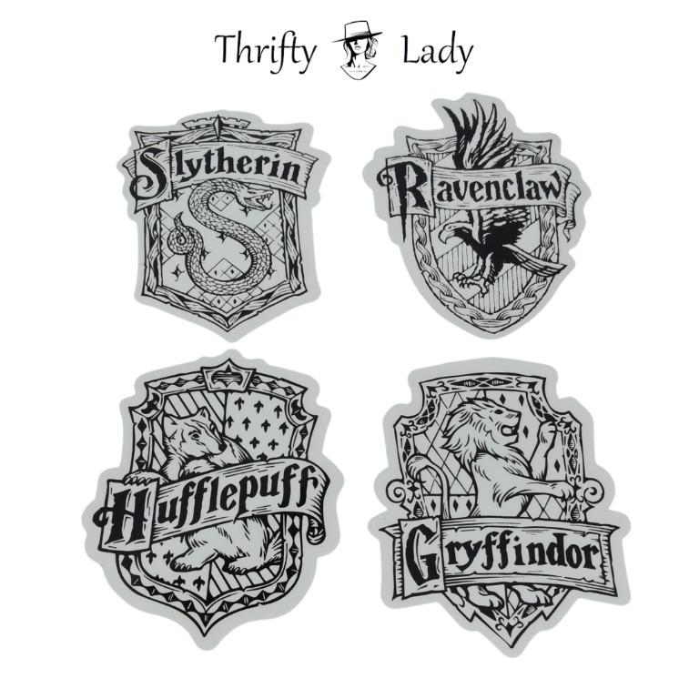 hogwarts house crests black and white