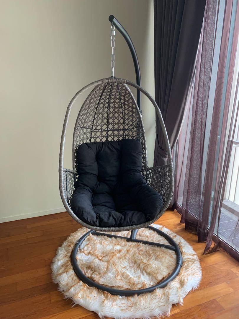 Harvey Norman Weave Hanging Egg Pod Chair with Cushion Furniture