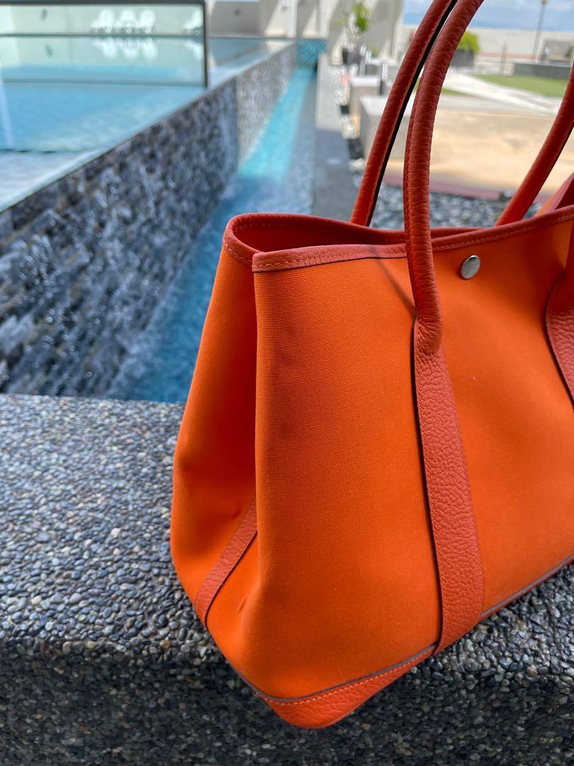 Hermes, Bags, Hermes Garden Party Tpm Orange Canvas Tote