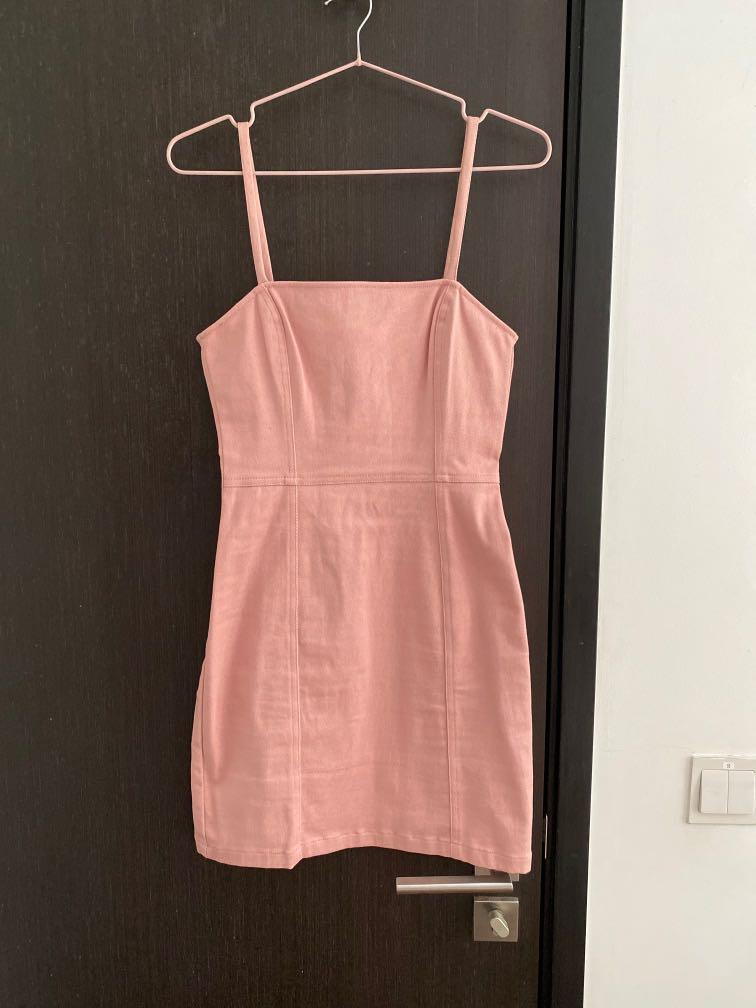 H&m pink shop denim dress