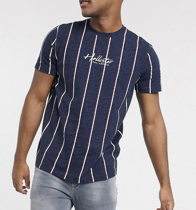 Hollister Striped T shirt Logo, Men's Fashion, Tops & Sets