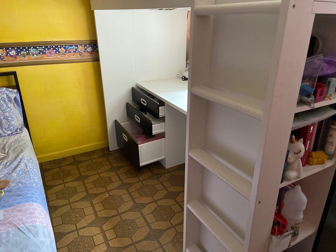 IKEA bunk bed with study table, Furniture & Home Living, Furniture, Bed