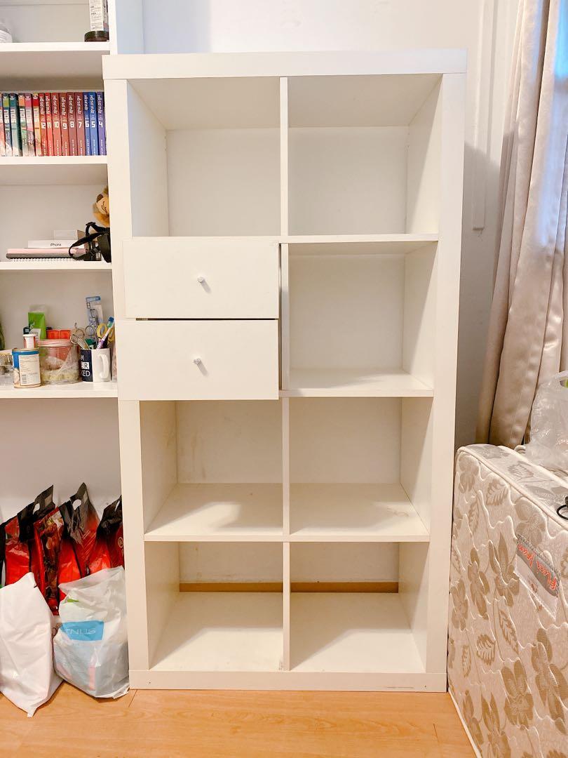 IKEA Kallax Bookcase / Shelving Unit with Drawers (White), Furniture