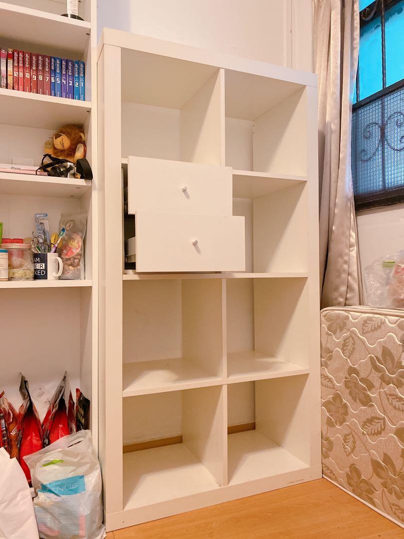 IKEA Kallax Bookcase / Shelving Unit with Drawers (White), Furniture