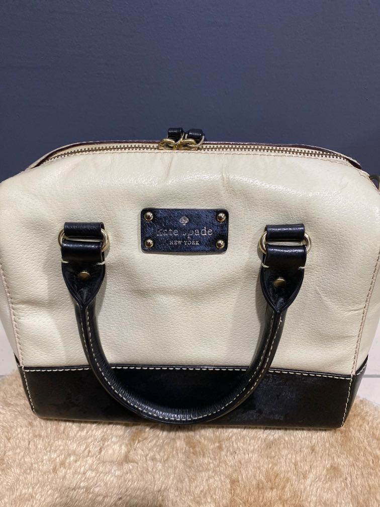 white and black kate spade purse