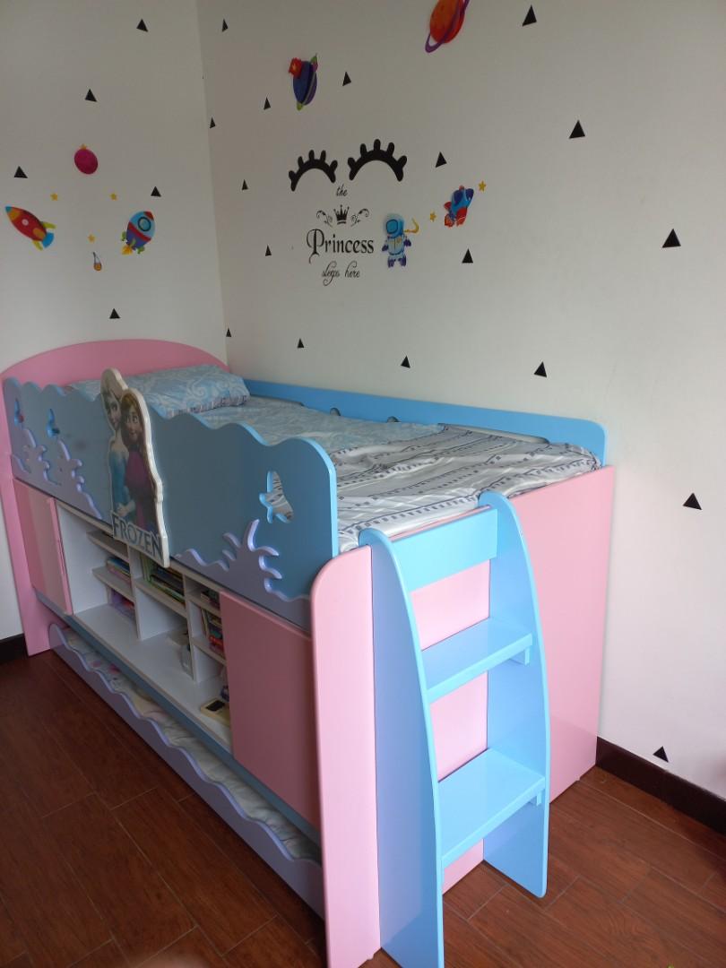 Kid's bunk bed compact frozen bunk bed cot and mattress, Babies