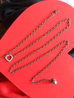 KS100CB 8 Silver Toned Chain BELT or NECKLACE with Rhinestone Outlined Heart Accent, Vintage Fashion Accessory