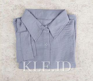 Linen ice gray shirt barang baru
