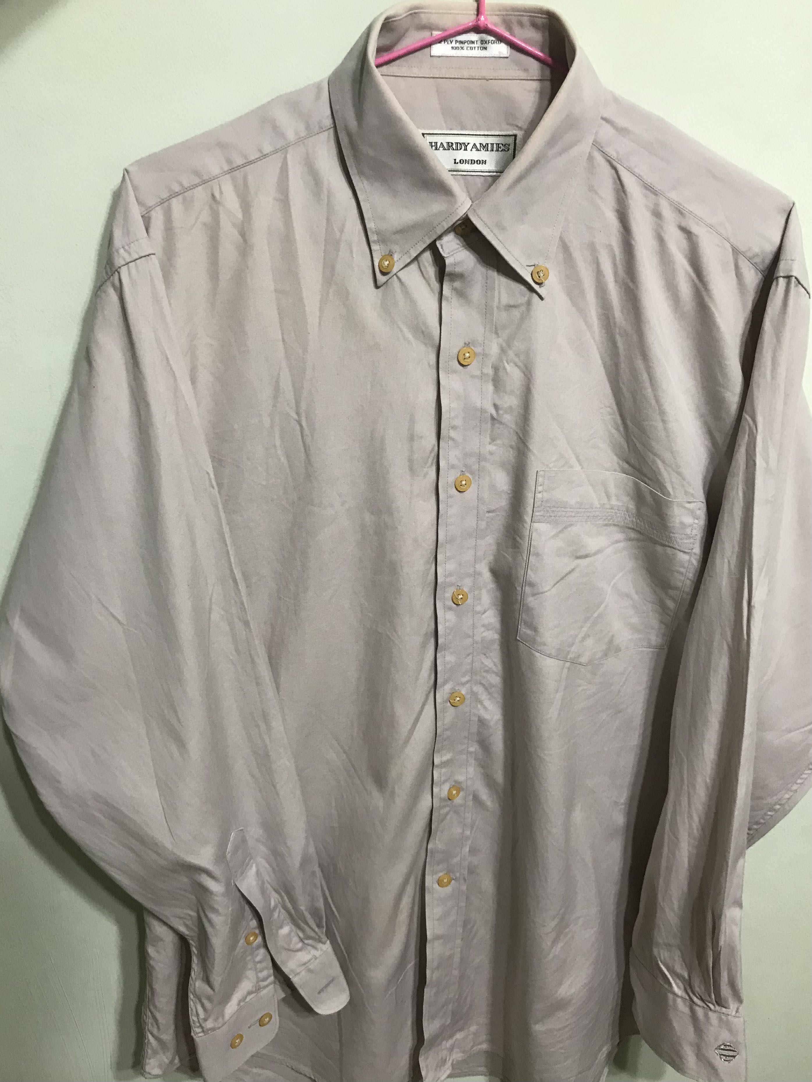 Men Long sleeves greyish brown shirt by Hardy Amies 100% cotton, Men's ...