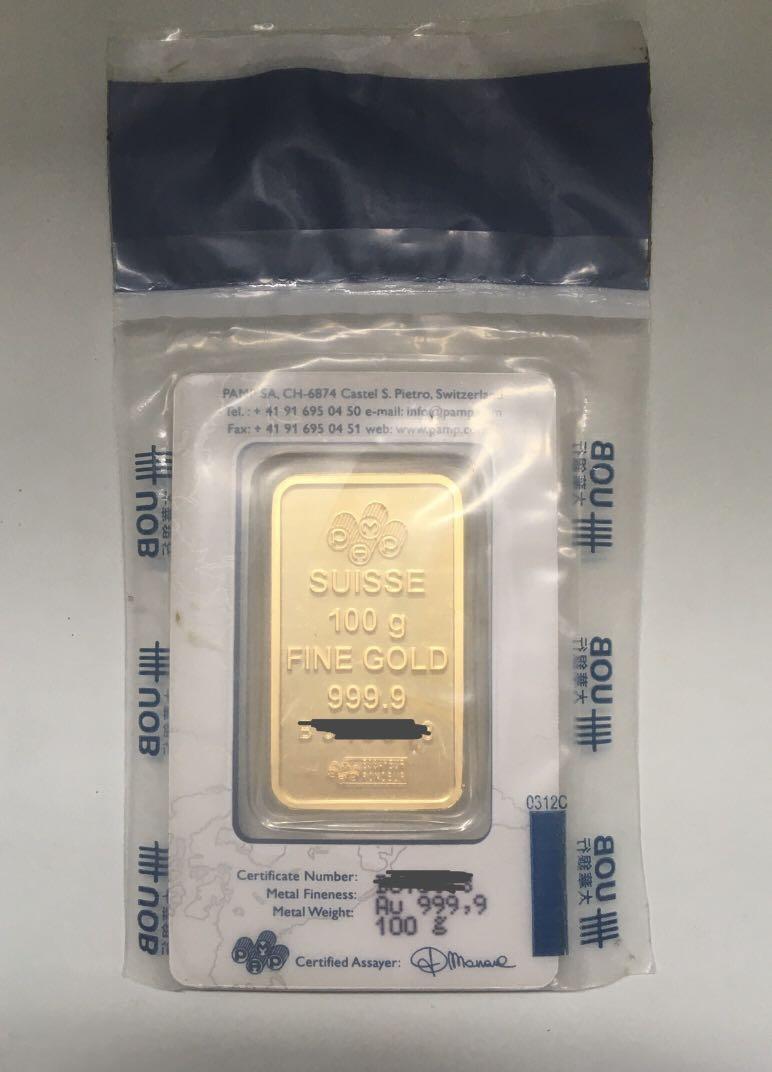 PAMP 100g Gold Bar in UOB Seal, Hobbies & Toys, Memorabilia