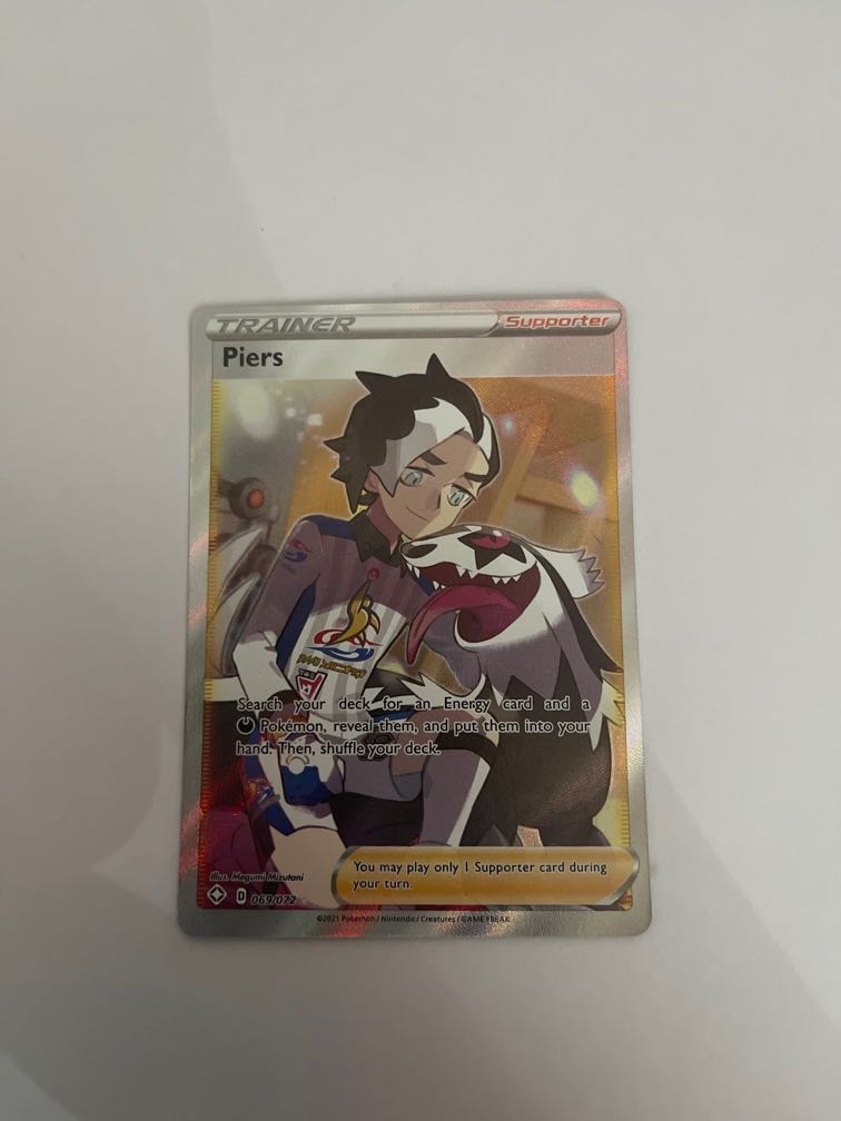 Piers 69/72 Full Art Ultra Rare Shining Fates Pokemon Card, Hobbies