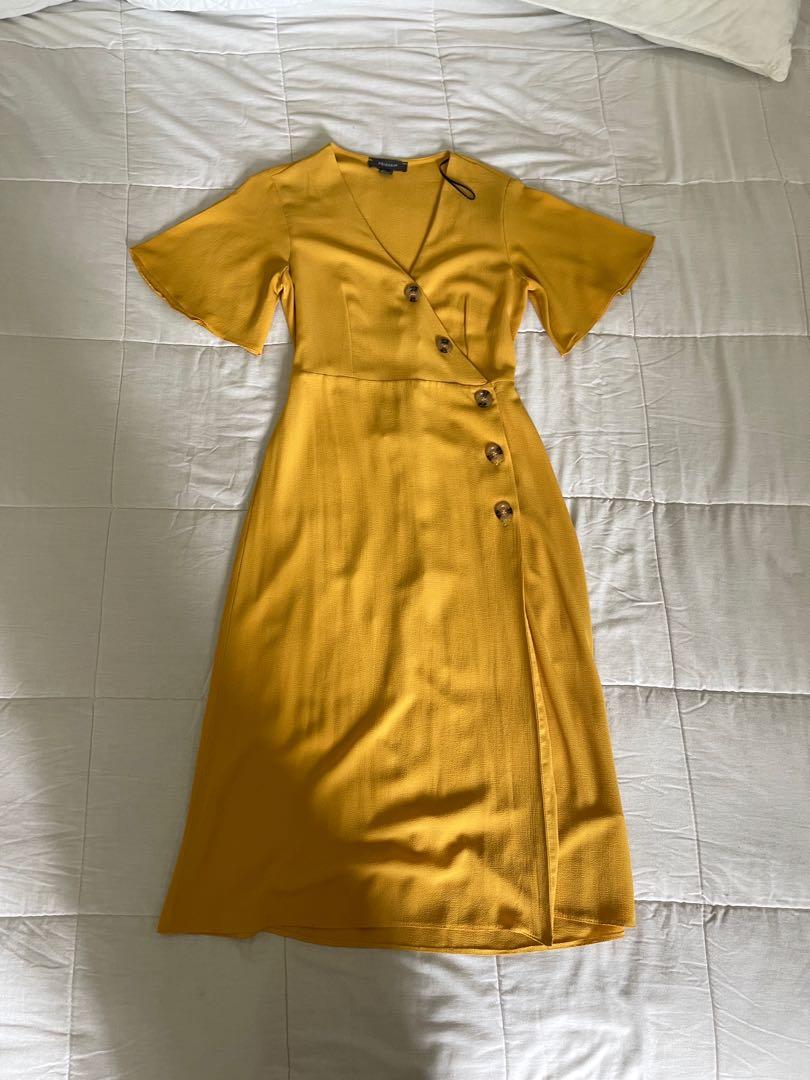 Primark yellow midi wrap dress, Women's ...